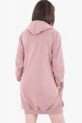 Pink Oversized Baggy Pocket Sweat Hood Mini Dress - Maxine
