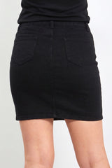 Black Distressed Denim Skirt - Donelia