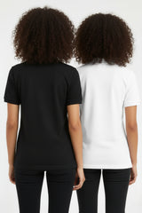 Black & White Classic Polo Collar Short Sleeve T-Shirt 2 Pack- Cnaira