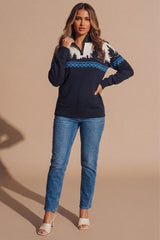 Navy Forest Knit Half Zip Jumper – Ava