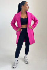 Fuchsia Waterfall Duster Belted Long Coat- Pola