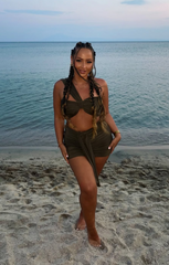 Olive Ruched Knot Skirt - Carter