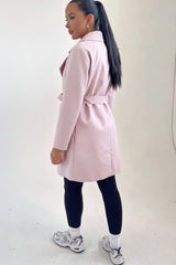Light Pink Waterfall Duster Belted Long Coat- Pola