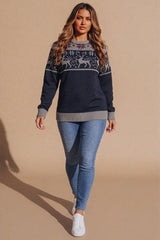 Navy Reindeer Knitted Christmas Jumper - Freya