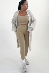 Stone Long Sleeve Ribbed Midi Cardigan - Ivy