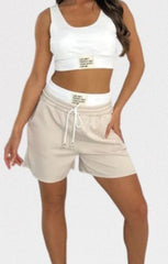 Beige Sports Bralette and Shorts Co Ord Set - Briar