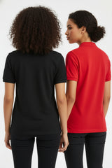 Black & Red Classic Polo Collar Short Sleeve T-Shirt 2 Pack- Cnaira