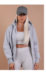 Grey Zip Up Oversized Hoodie - Emmy