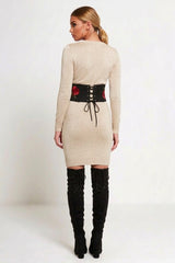 Black Floral Lace Up Waist Belt - Aria