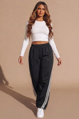 Black Contrast Stripe Trousers - Iviana