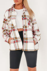 Fuchsia & White Oversized Check Print Pocket Shacket – Jimon