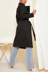 Black Waterfall Belted Longline Coat – Jaceque