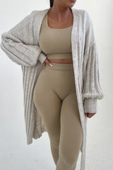 Stone Long Sleeve Ribbed Midi Cardigan - Ivy