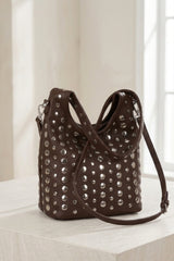 Brown Studded Shoulder Bag – Maiya