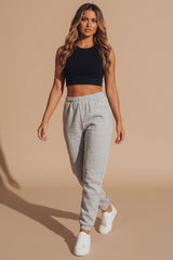 Grey Marl Sheared Hem Joggers - Wynter