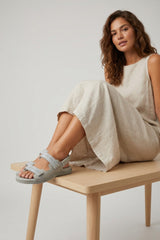 Grey Gladiator Style Flat Sandals - Jessica