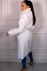 Off White Waterfall Duster Belted Long Coat - Pola