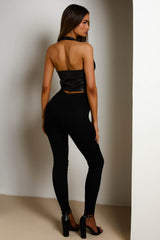 Black High Waisted Skinny Soft Touch Skinny Jean With Metal Button Detail - Victoria
