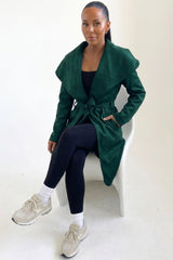 Emerald Waterfall Duster Belted Long Coat- Pola