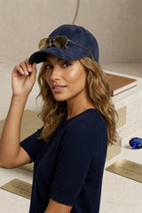 Navy Suede Look Baseball Cap  - Folly