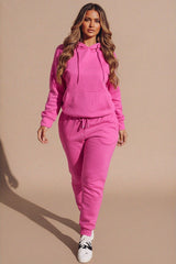 Pink Hoodie Cuffed Joggers Loungewear Set - Bellamy