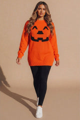 Orange Pumpkin Face Knitted Jumper - Hyperx