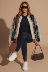Cream Mixed Faux Fur Open Front Coat - Flox