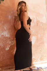 Black Cross Over Strappy Cut Out Maxi Dress - Angelica