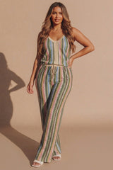 Green Zig Zag Top And Wide Leg Trouser Co-Ord- Yuna