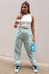 Mint Oversized High Waisted Shirred Drawstring Pocket Detail Cuffed Joggers - Samira