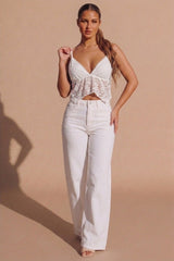 White Lace Handkerchief Hem Cami Top - Fynao