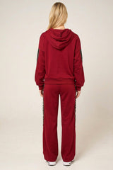 Wine Leopard Panel Oversized Hoodie & Jogger Co-Ord – Zara