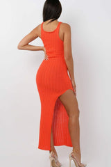 Orange Cami Knitted Side Split Maxi dress - Thea