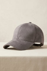 Grey Suede Look Baseball Cap  - Folly