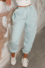 Light Blue Cuffed Joggers - Lizzie