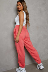 Coral Oversized High Waisted Shirred Drawstring Pocket Detail Cuffed Joggers - Samira