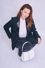 Black Sequin Lapel Blazer - Ever