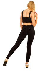 Black Slit Knee Skinny Ripped Five Pocket Detail Jeans- Sylah