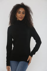 Black Roll Neck Long Sleeve Knitted Jumper – Yiana