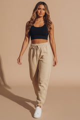 Beige Sheared Hem Joggers - Wynter