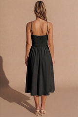 Black Corset Detail Strappy Midaxi Dress - Rosa