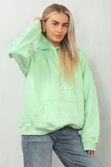 Mint Oversized Crucifix Cross Embroidered Hoodie - Ronisa