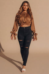 Black Mid Distressed High Waisted Skinny Jeans – Brooke