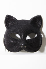 Black Glitter Halloween Cat Mask - Gill