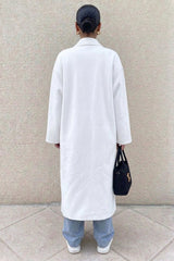 White Oversized Longline Open Front Coat-Fyona