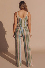 Green Zig Zag Top And Wide Leg Trouser Co-Ord- Yuna