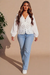White Broderie Anglaise Scallop Hem Top - Briyan