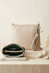 Beige Textured Detachable Strap Shoulder Bucket Bag  - Tasmin