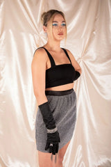 Silver Glitter Mini Skirt – Aria