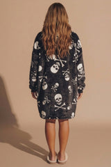 Black Skull Oversized Hug & Snug Blanket Hoodie - Pety